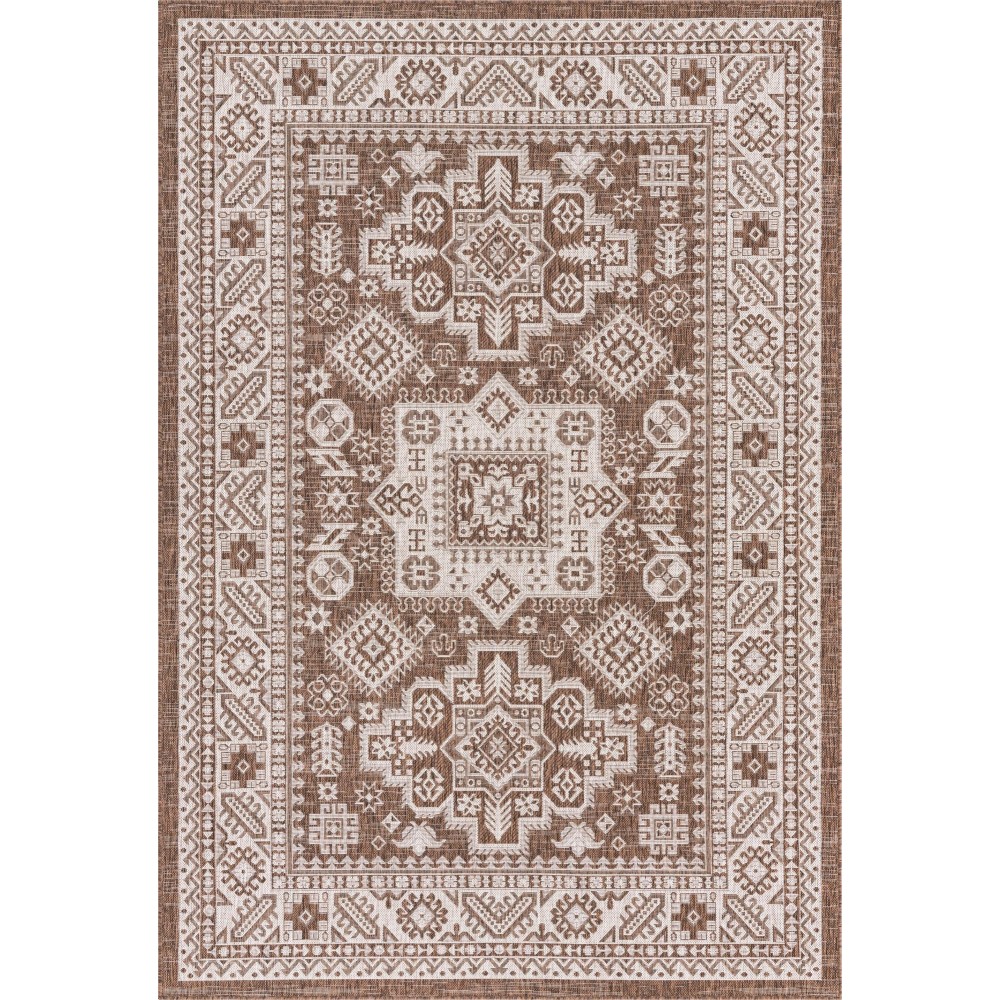 Rug Unique Loom Outdoor Aztec Brown Rectangular 6' 0 x 9' 0