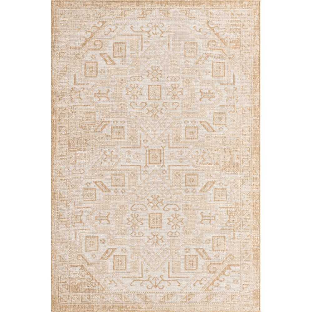 Rug Unique Loom Outdoor Aztec Beige Rectangular 6' 0 x 9' 0