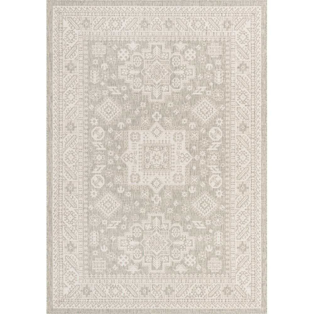 Rug Unique Loom Outdoor Aztec Light Brown Rectangular 7' 0 x 10' 0