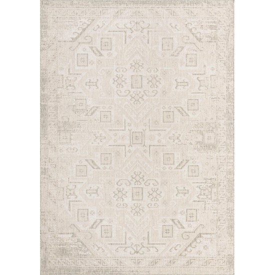 Rug Unique Loom Outdoor Aztec Light Gray Rectangular 7' 0 x 10' 0