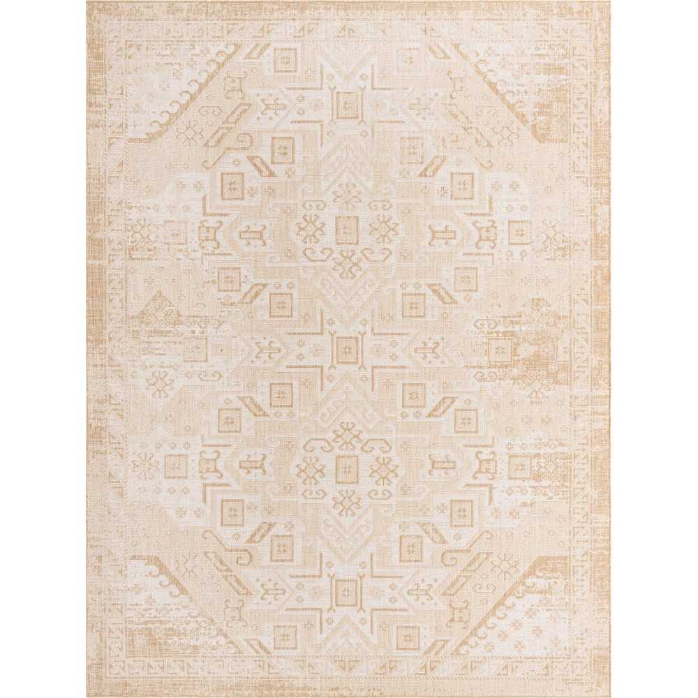 Rug Unique Loom Outdoor Aztec Beige Rectangular 9' 0 x 12' 0