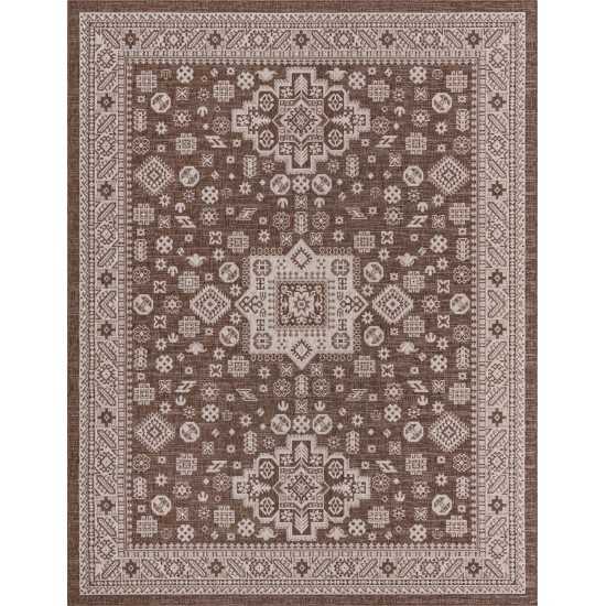 Rug Unique Loom Outdoor Aztec Brown Rectangular 10' 0 x 13' 0