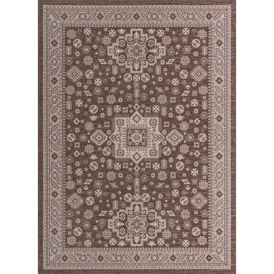 Rug Unique Loom Outdoor Aztec Brown Rectangular 10' 0 x 14' 0