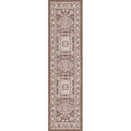 Rug Unique Loom Outdoor Aztec Brown Runner 2' 0 x 7' 10