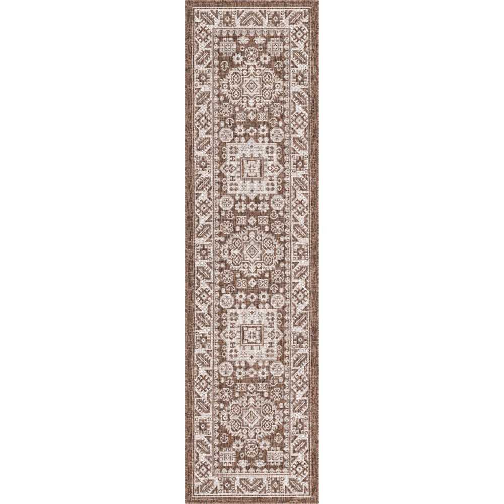 Rug Unique Loom Outdoor Aztec Brown Runner 2' 0 x 7' 10