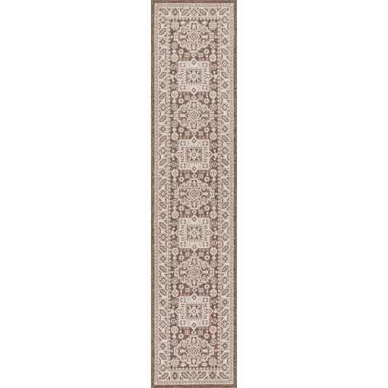 Rug Unique Loom Outdoor Aztec Brown Runner 2' 7 x 12' 0