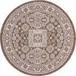 Rug Unique Loom Outdoor Aztec Brown Round 4' 0 x 4' 0