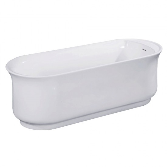 Aqua Eden 66-Inch Acrylic Double Ended Freestanding Tub with Drain, White