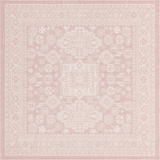 Rug Unique Loom Outdoor Aztec Pink Square 5' 3 x 5' 3