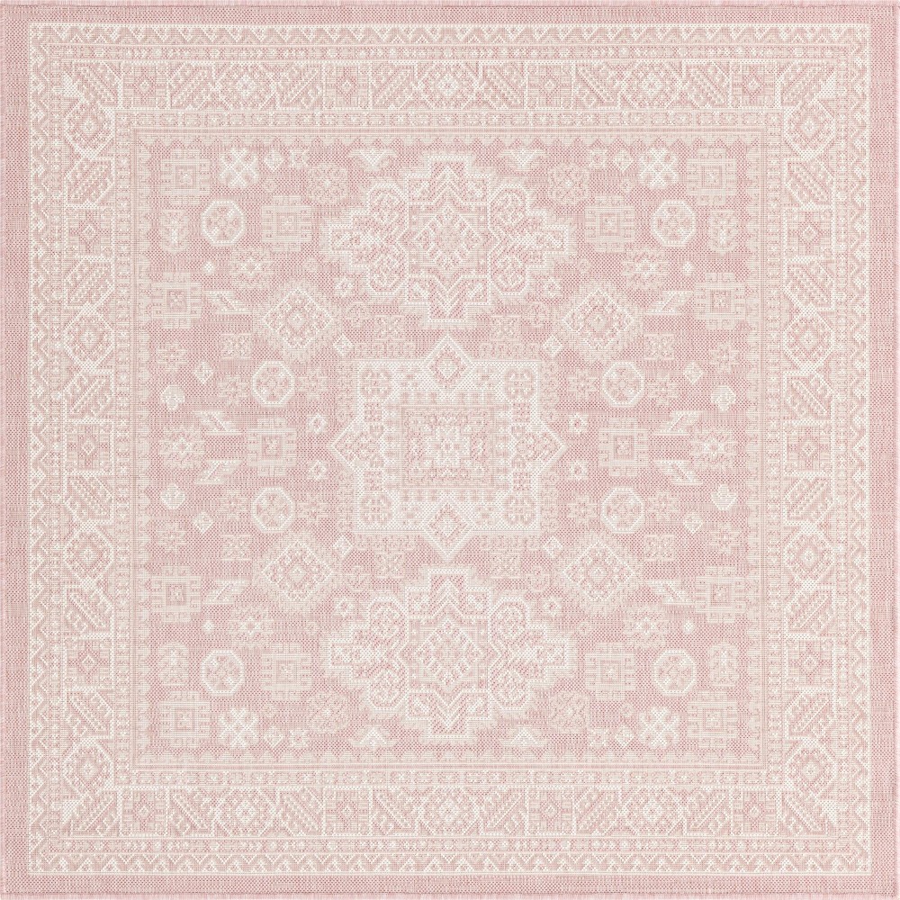 Rug Unique Loom Outdoor Aztec Pink Square 5' 3 x 5' 3