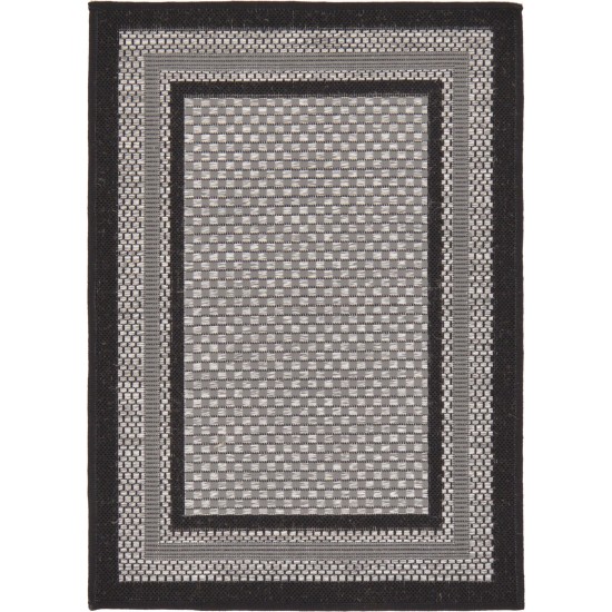 Rug Unique Loom Outdoor Border Gray Rectangular 2' 2 x 3' 0