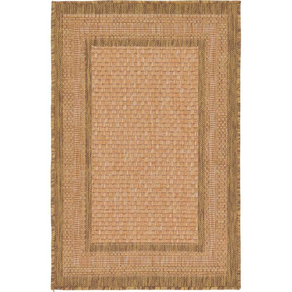 Rug Unique Loom Outdoor Border Light Brown Rectangular 2' 2 x 3' 0