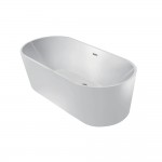 Aqua Eden 60-Inch Acrylic Double Ended Freestanding Tub with Drain, White