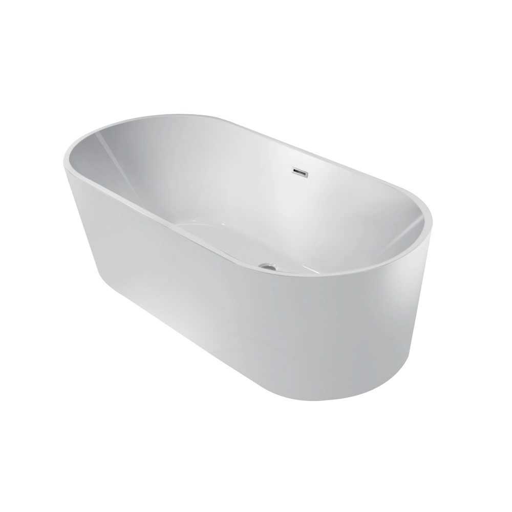 Aqua Eden 60-Inch Acrylic Double Ended Freestanding Tub with Drain, White