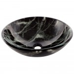 Fauceture Marble 16-1/2" Diameter Double Layer Glass Vessel Bathroom Sink, Black/White