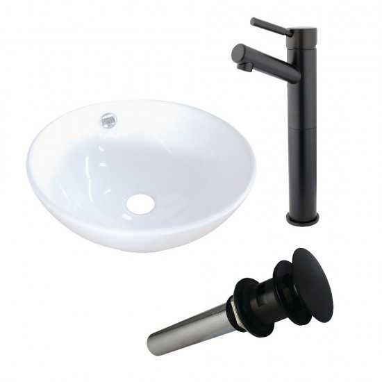 Kingston Brass Vitreous China Basin With Sink Faucet and Drain Combo, White/Oil Rubbed Bronze