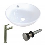 Kingston Brass Vitreous China Basin With Sink Faucet and Drain Combo, White/Brushed Nickel