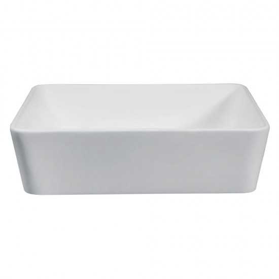 Fauceture Solid Surface Matte Stone Single-Bowl Vessel Bathroom Sink, Matte White