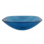 Fauceture 1/2" Square Tempered Glass Vessel Sink, Topaz Blue