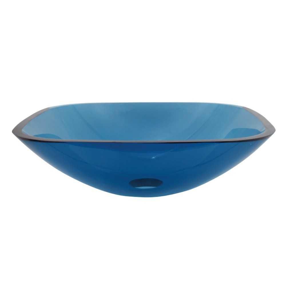 Fauceture 1/2" Square Tempered Glass Vessel Sink, Topaz Blue