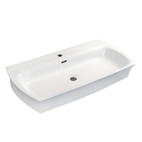 Fauceture Elongated 35" x 18" Rectangular White Vessel Sink, White