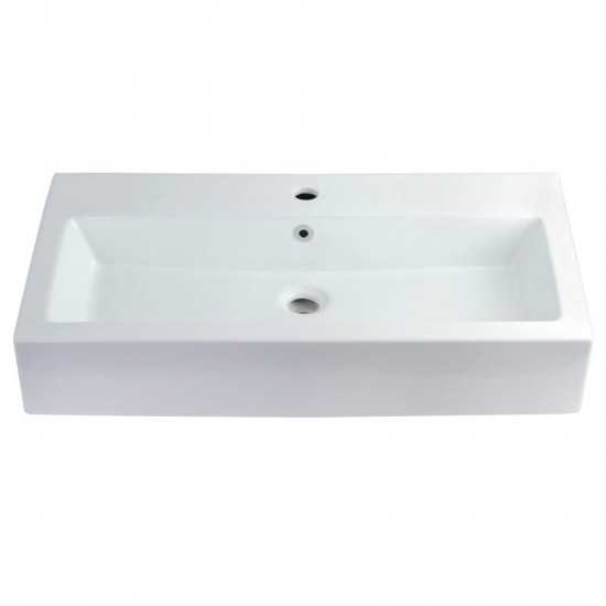 Fauceture Elongated 32" x 17" Rectangular White Vessel Sink, White