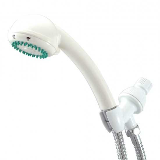 Kingston Brass 3 Setting Hand Held Shower with metal hose, White