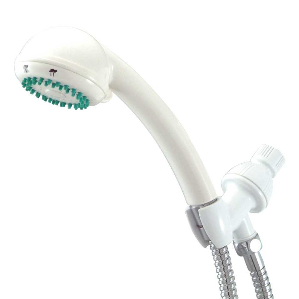 Kingston Brass 3 Setting Hand Held Shower with metal hose, White