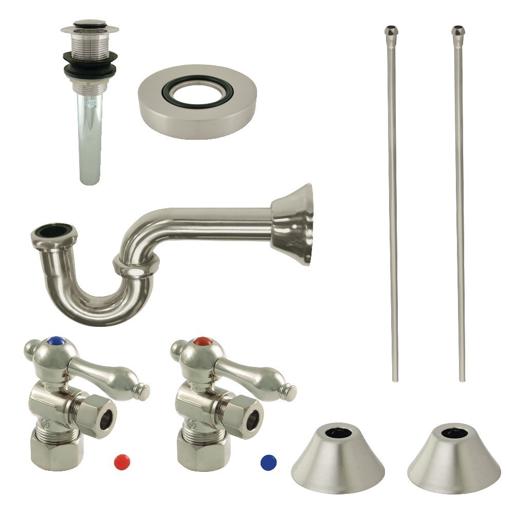 Kingston Brass Traditional Plumbing Sink Trim Kit with P-Trap and Drain, Brushed Nickel