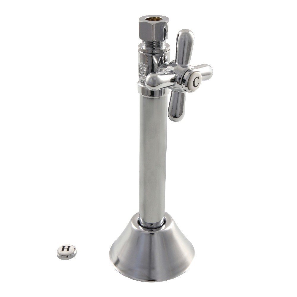 Kingston Brass 1/2" Sweat, 3/8" O.D. Compression Straight Shut-off Valve with 5" Extension, Polished Chrome