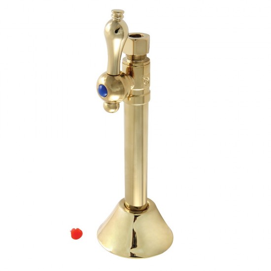 Kingston Brass 1/2" Sweat, 3/8" O.D. Compression Straight Shut-off Valve with 5" Extension, Polished Brass