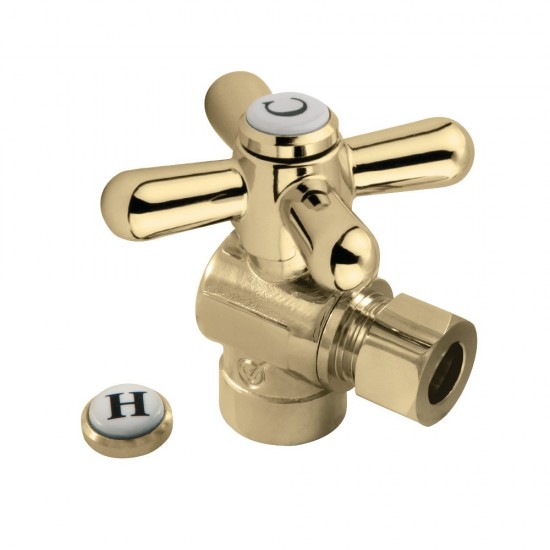 Kingston Brass 1/2" Sweat, 3/8" O.D. Compression Angle Shut-off Valve, Polished Brass