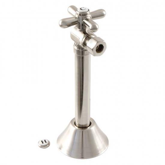 Kingston Brass 1/2" Sweat, 3/8" O.D. Compression Angle Shut-off Valve with 5" Extension, Brushed Nickel