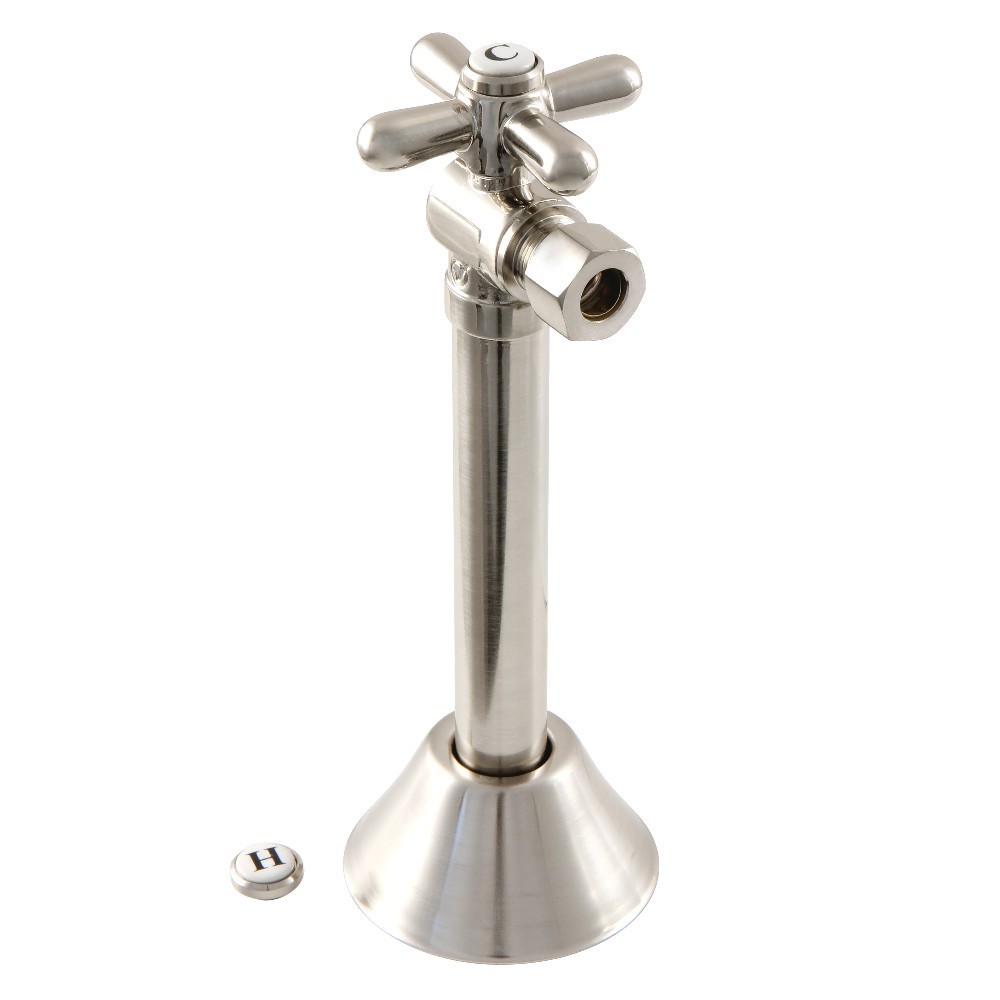 Kingston Brass 1/2" Sweat, 3/8" O.D. Compression Angle Shut-off Valve with 5" Extension, Brushed Nickel