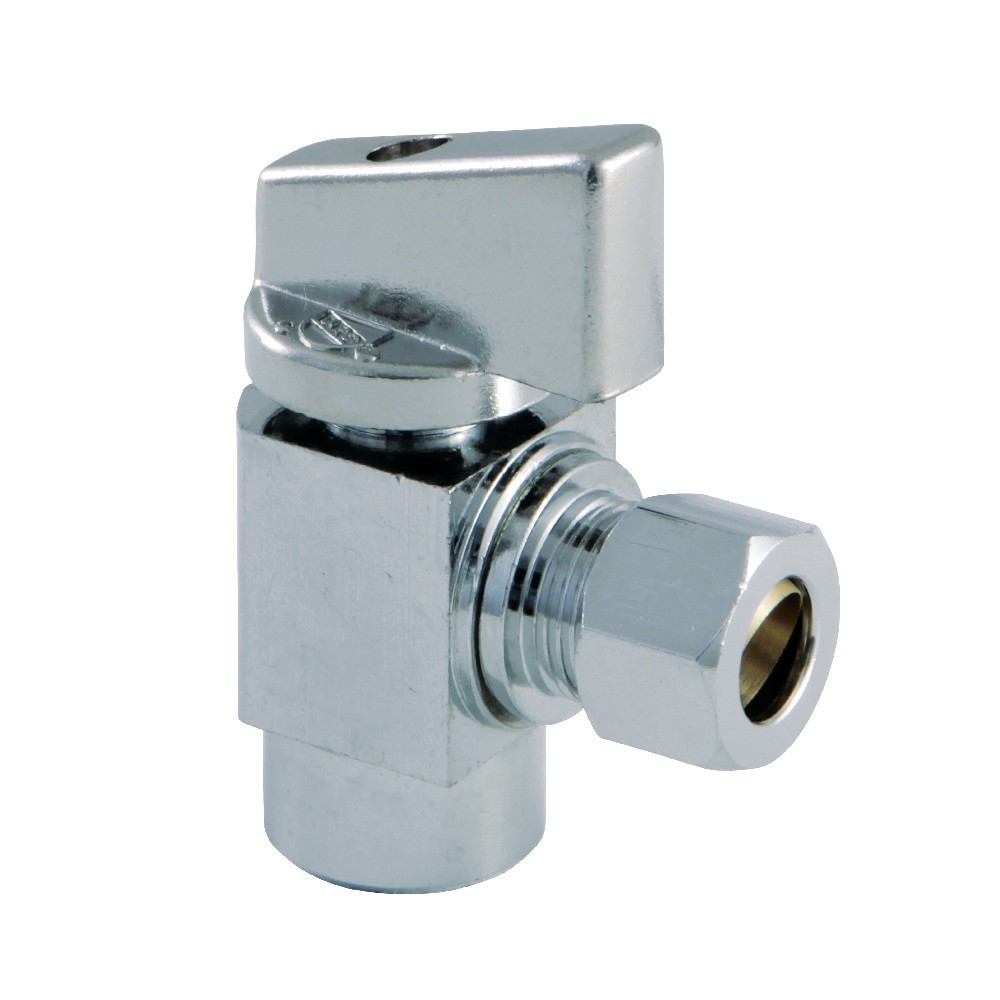 Kingston Brass Columbia 1/2"SWT x 3/8"O.D Compression 1/4 Turn Angle Stop Valve, Polished Chrome