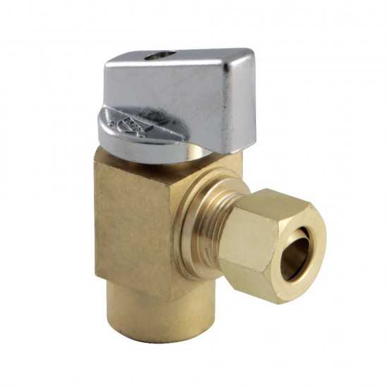 Kingston Brass Columbia 1/2"SWT x 3/8"O.D Compression 1/4 Turn Angle Stop Valve, Raw Brass