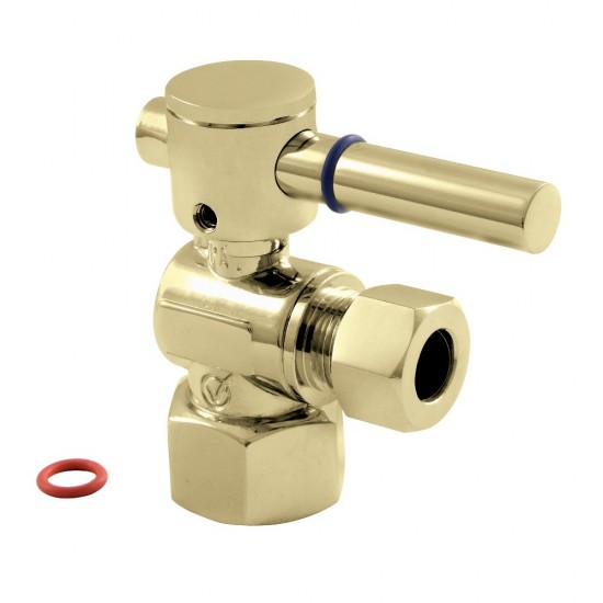 Fauceture Quarter Turn Valves (1/2-Inch FIP X 3/8-Inch O.D. Compression), Polished Brass