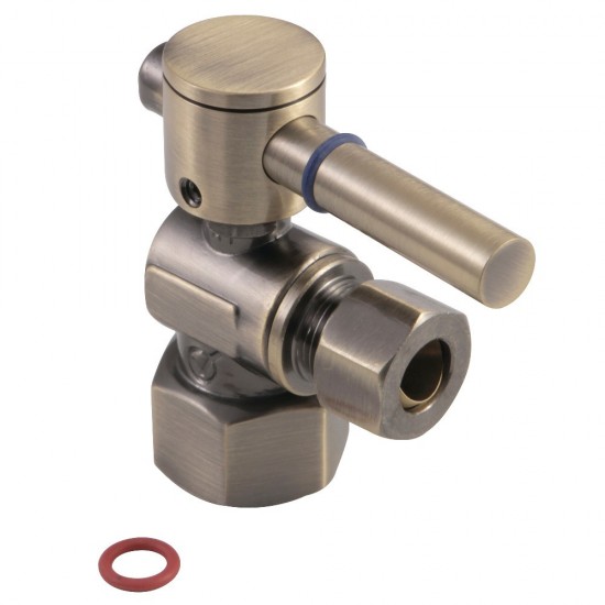Fauceture Quarter Turn Valves (1/2-Inch FIP X 3/8-Inch O.D. Compression), Antique Brass