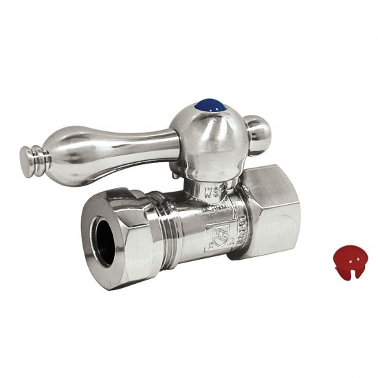 Kingston Brass Quarter Turn Valves (1/2-Inch FIP X 1/2-Inch and 7/16-Inch O.D. Slip Joint), Polished Nickel