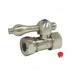 Kingston Brass Quarter Turn Valves (1/2-Inch FIP X 1/2-Inch and 7/16-Inch O.D. Slip Joint), Brushed Nickel