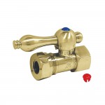 Kingston Brass Quarter Turn Valves (1/2-Inch FIP X 1/2-Inch and 7/16-Inch O.D. Slip Joint), Polished Brass