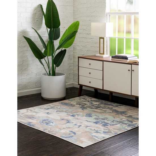 Rug Unique Loom Lotus Blue Square 5' 0 x 5' 0