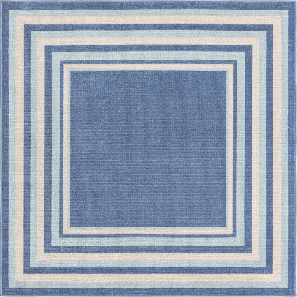 Rug Unique Loom Lotus Blue Square 5' 0 x 5' 0