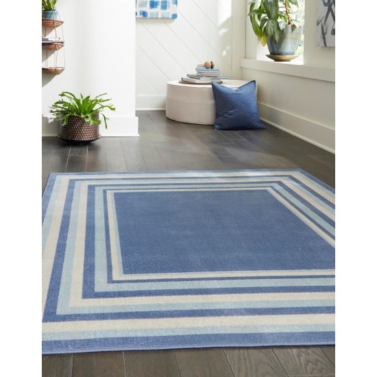 Rug Unique Loom Lotus Blue Square 5' 0 x 5' 0