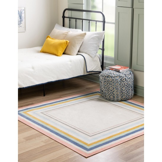 Rug Unique Loom Lotus Ivory Square 6' 0 x 6' 0
