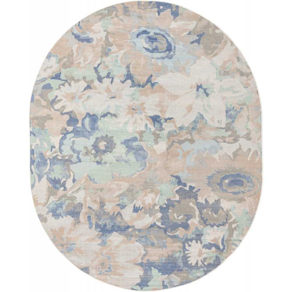 Rug Unique Loom Lotus Blue Oval 8' 0 x 10' 0 Rug Unique Loom Lotus Blue Oval 8' 0 x 10' 0