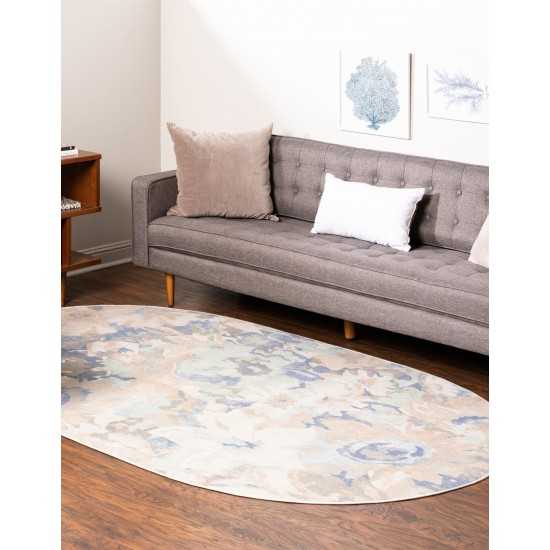 Rug Unique Loom Lotus Blue Oval 8' 0 x 10' 0