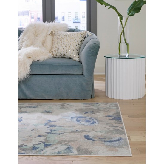 Rug Unique Loom Lotus Blue Sample 1' 4 x 1' 4