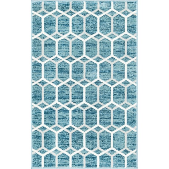 Rug Unique Loom Matrix Trellis Blue Rectangular 3' 3 x 5' 3