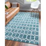 Rug Unique Loom Matrix Trellis Blue Rectangular 3' 3 x 5' 3